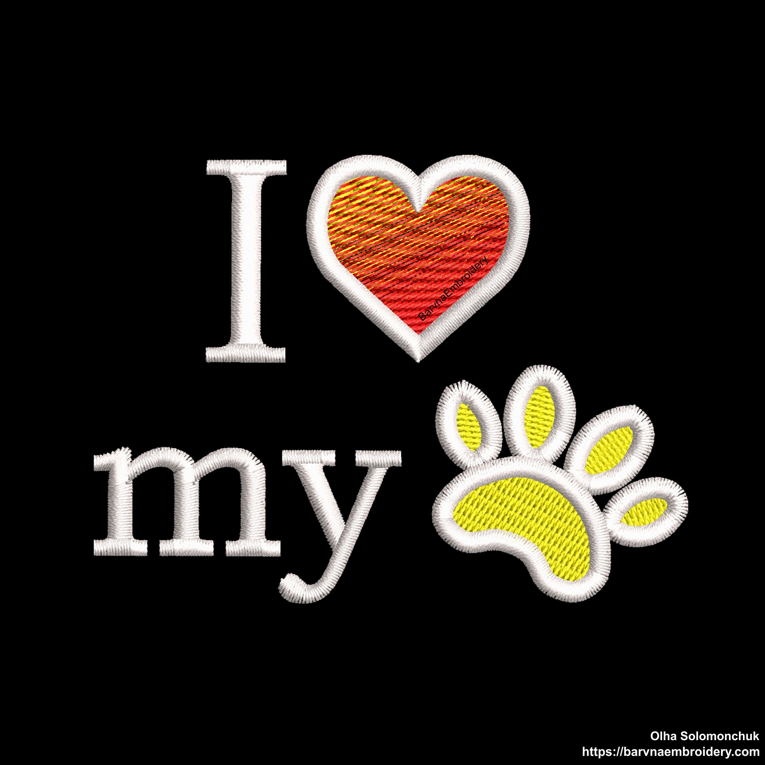 I love my Paws embroidery designs for machine, Love embroidery designs, Embroidery files, Valentines embroidery designs,  Paws embroidery designs, Instant download, digital download, Paws pes file embroidery