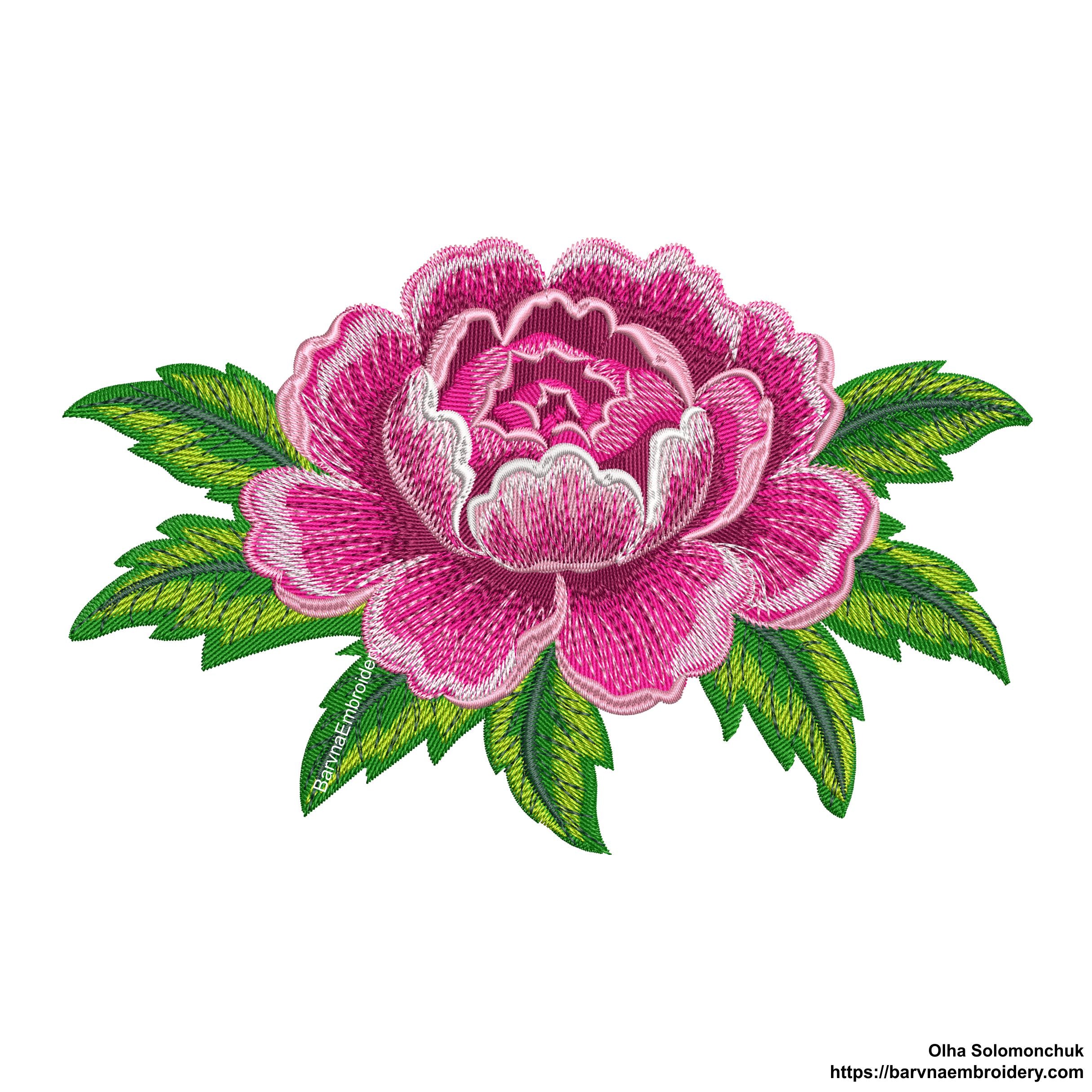 Peony Flower Embroidery Design – Floral Machine Embroidery File – Instant download