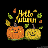 Pumpkin Embroidery designs for machine, Hello Autumn, Fall embroidery files, Digital download