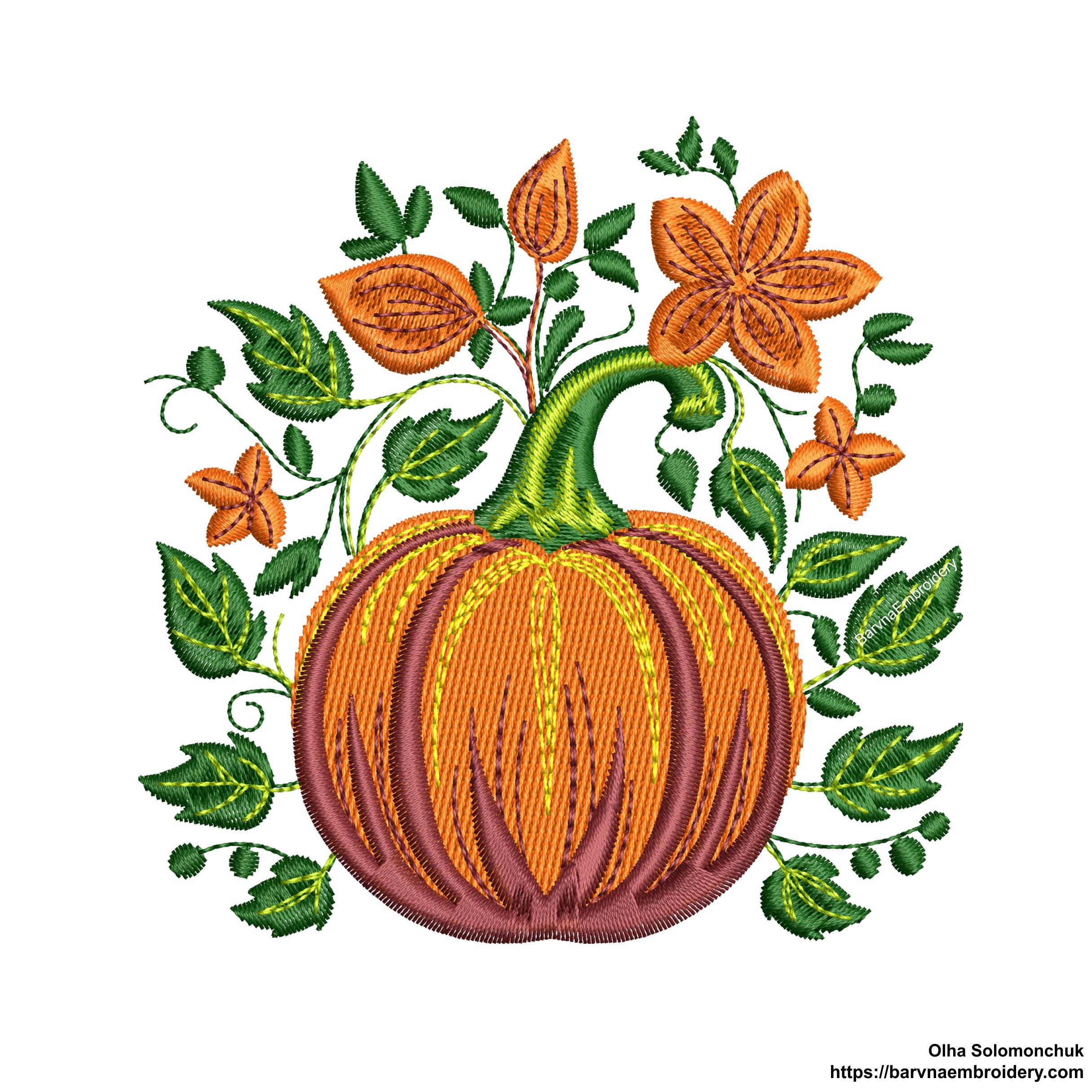 Autumn pumpkin embroidery designs. Fall embroidery designs.