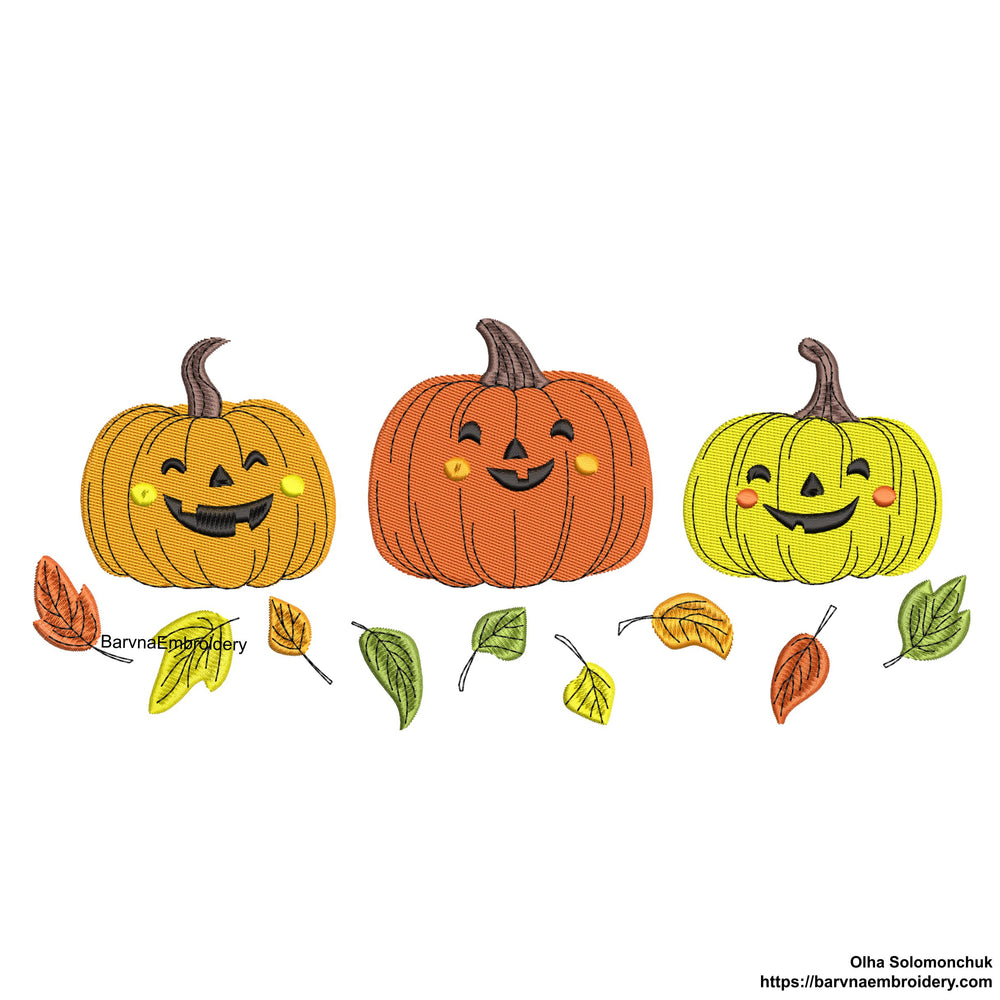 Pumpkins Machine Embroidery designs, Fall embroidery files, Digital download