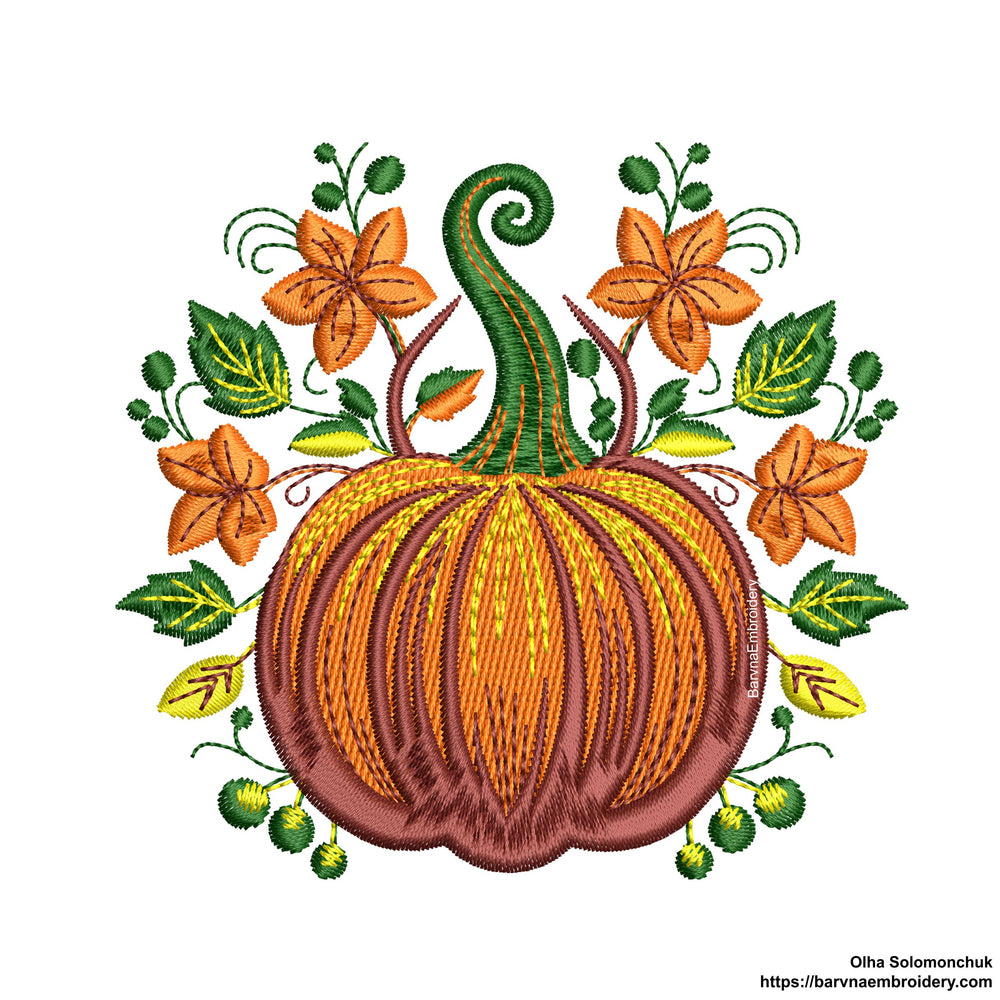 Autumn pumpkin embroidery designs. Fall embroidery designs.