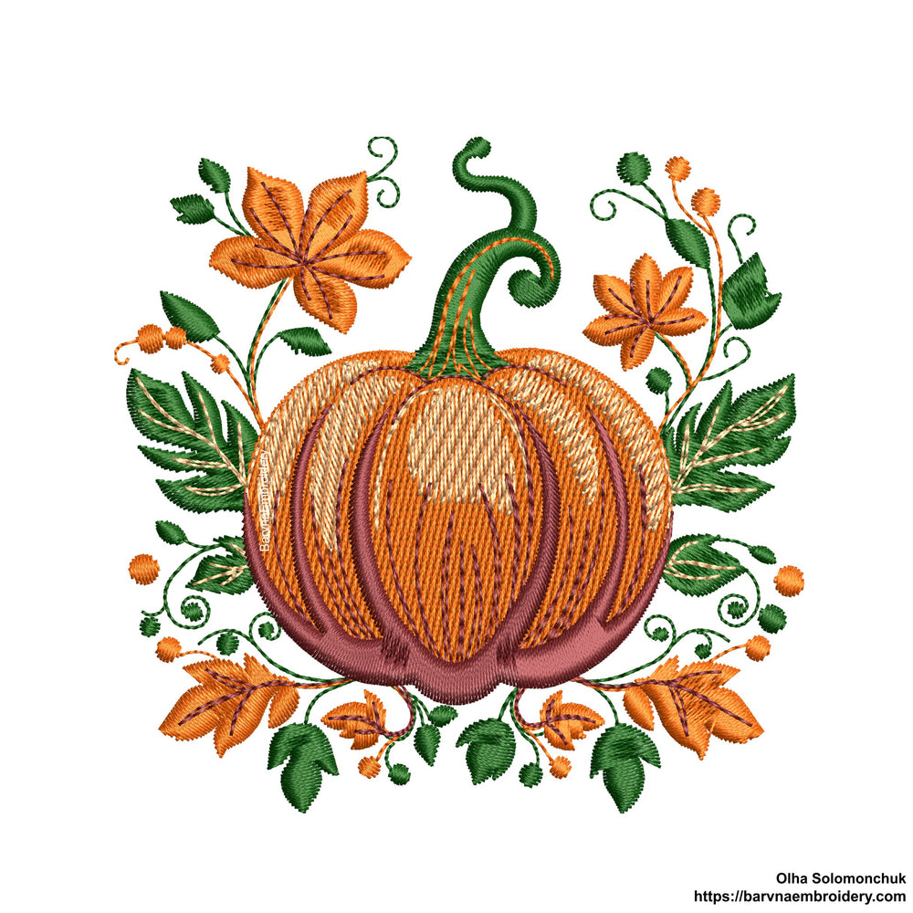 Autumn pumpkin embroidery designs. Fall embroidery designs.