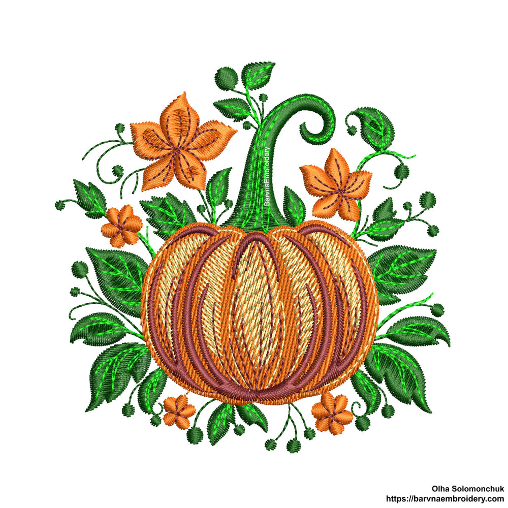 Autumn pumpkin embroidery designs. Fall embroidery designs.