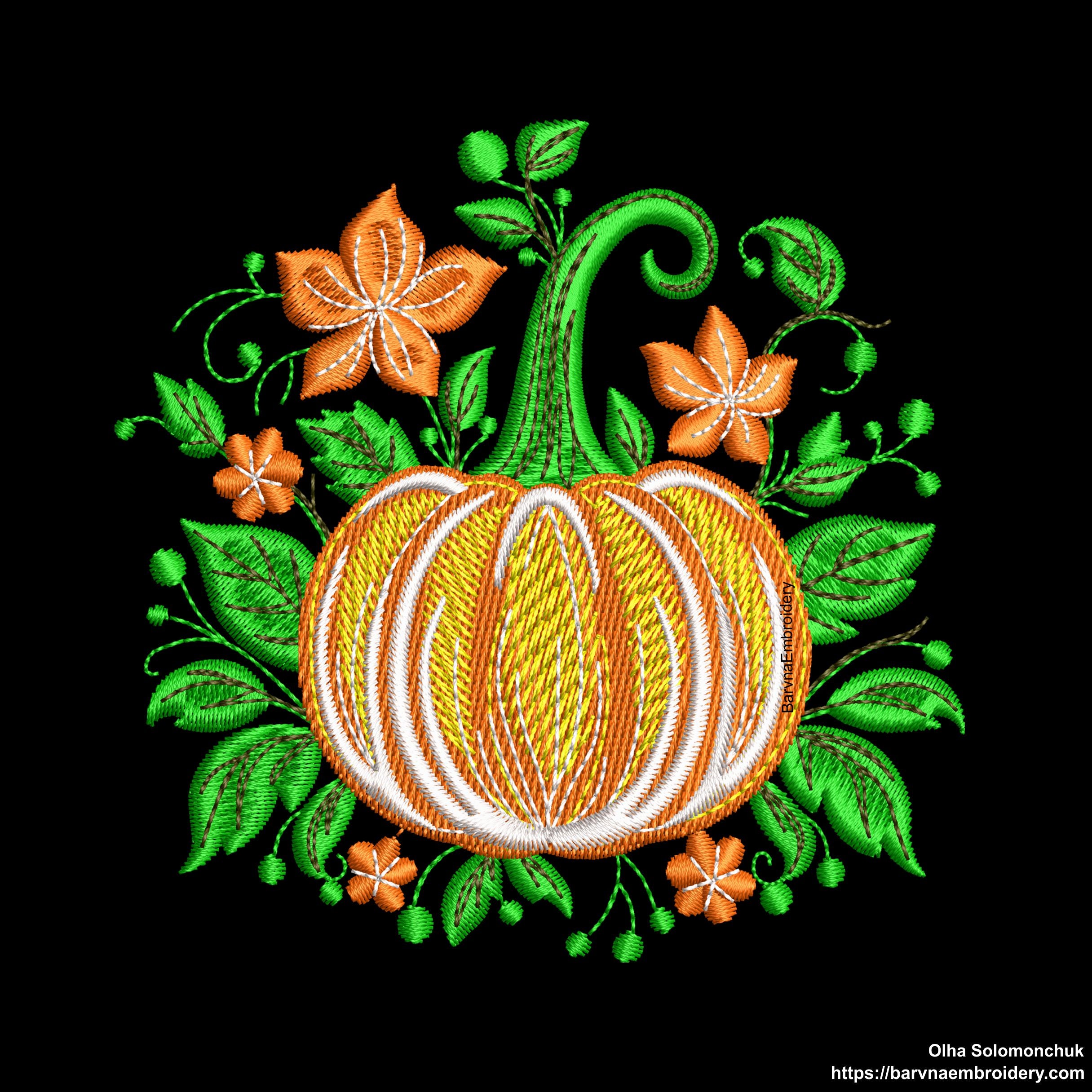 Autumn pumpkin embroidery designs. Fall embroidery designs.