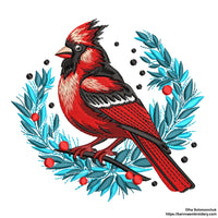 Cardinal Bird Machine Embroidery Design. 