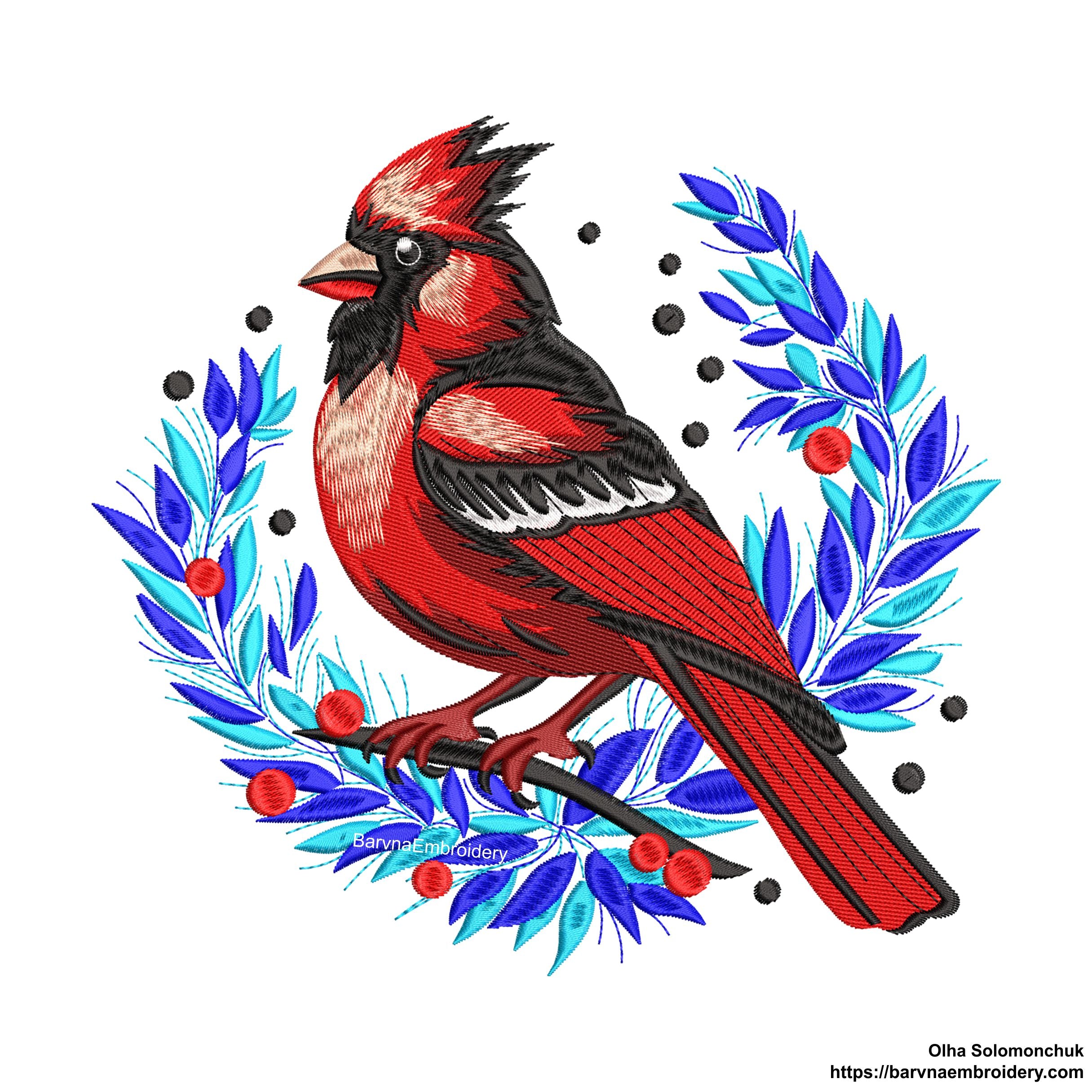 Cardinal Machine Embroidery designs, Red bird embroidery designs, Instant download