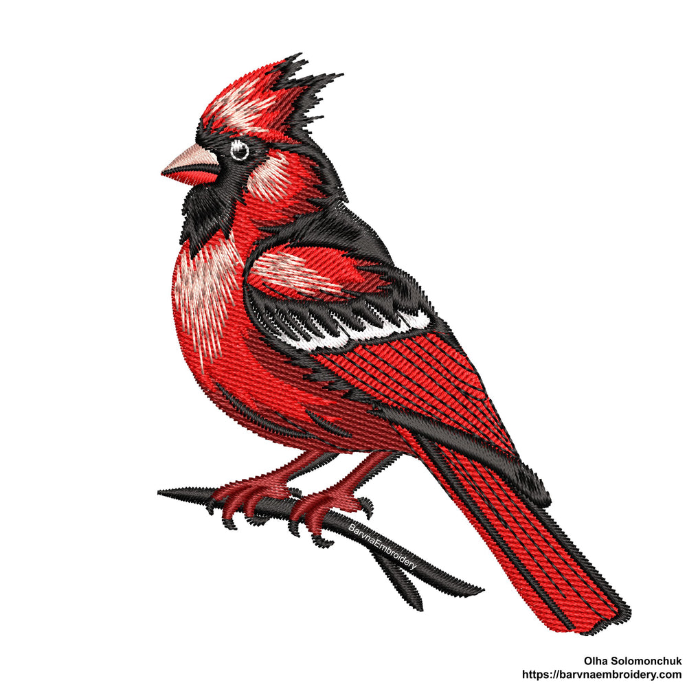 Cardinal Bird Machine Embroidery Design.