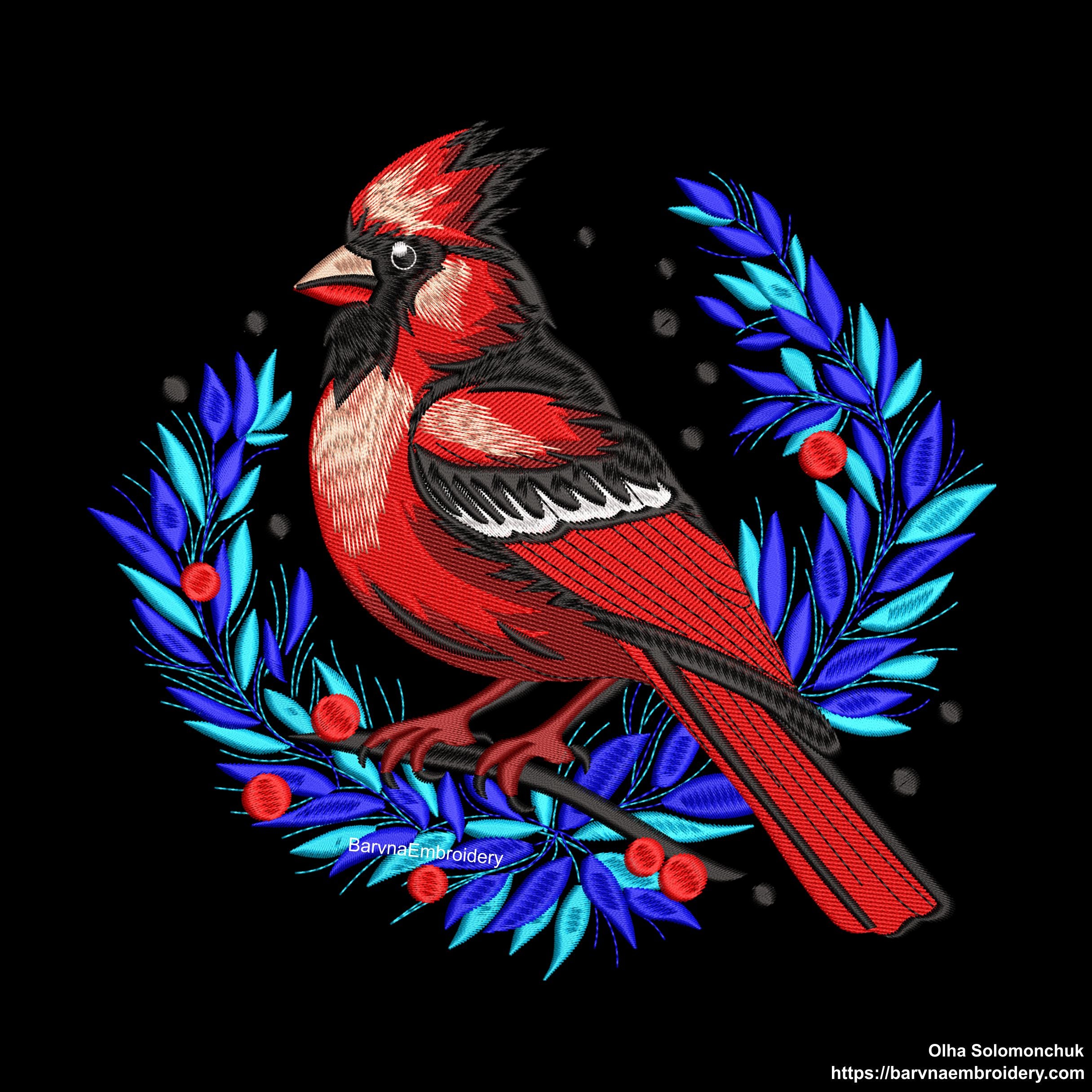 Cardinal Machine Embroidery designs, Red bird embroidery designs, Instant download