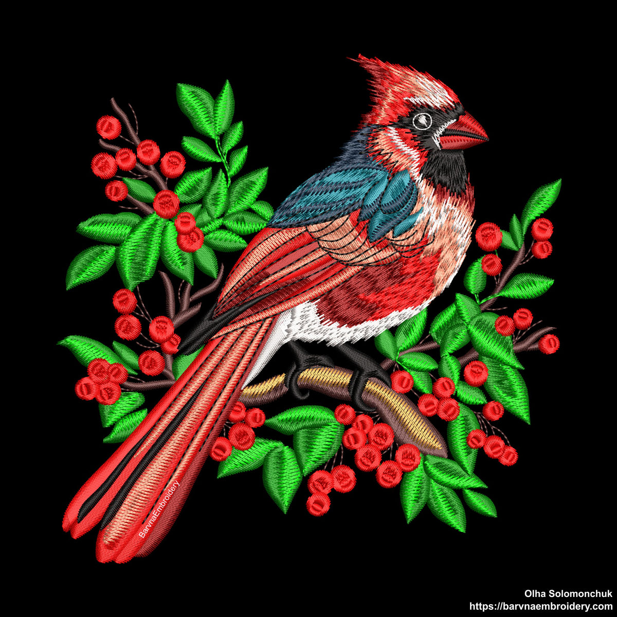Cardinal bird Machine Embroidery designs, Red bird embroidery designs ...