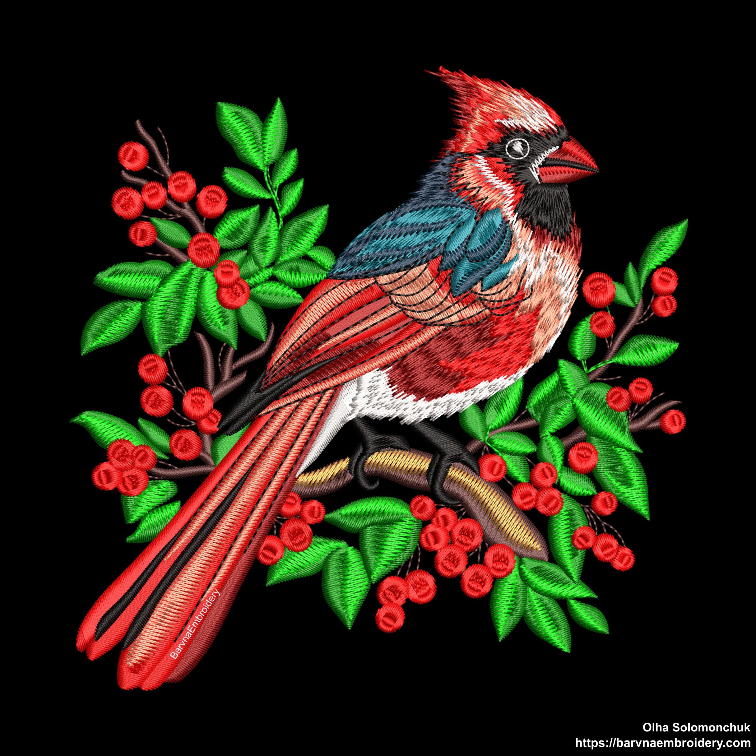 Cardinal Machine Design Cardinal bird Machine Embroidery designs, Red bird embroidery designs ...