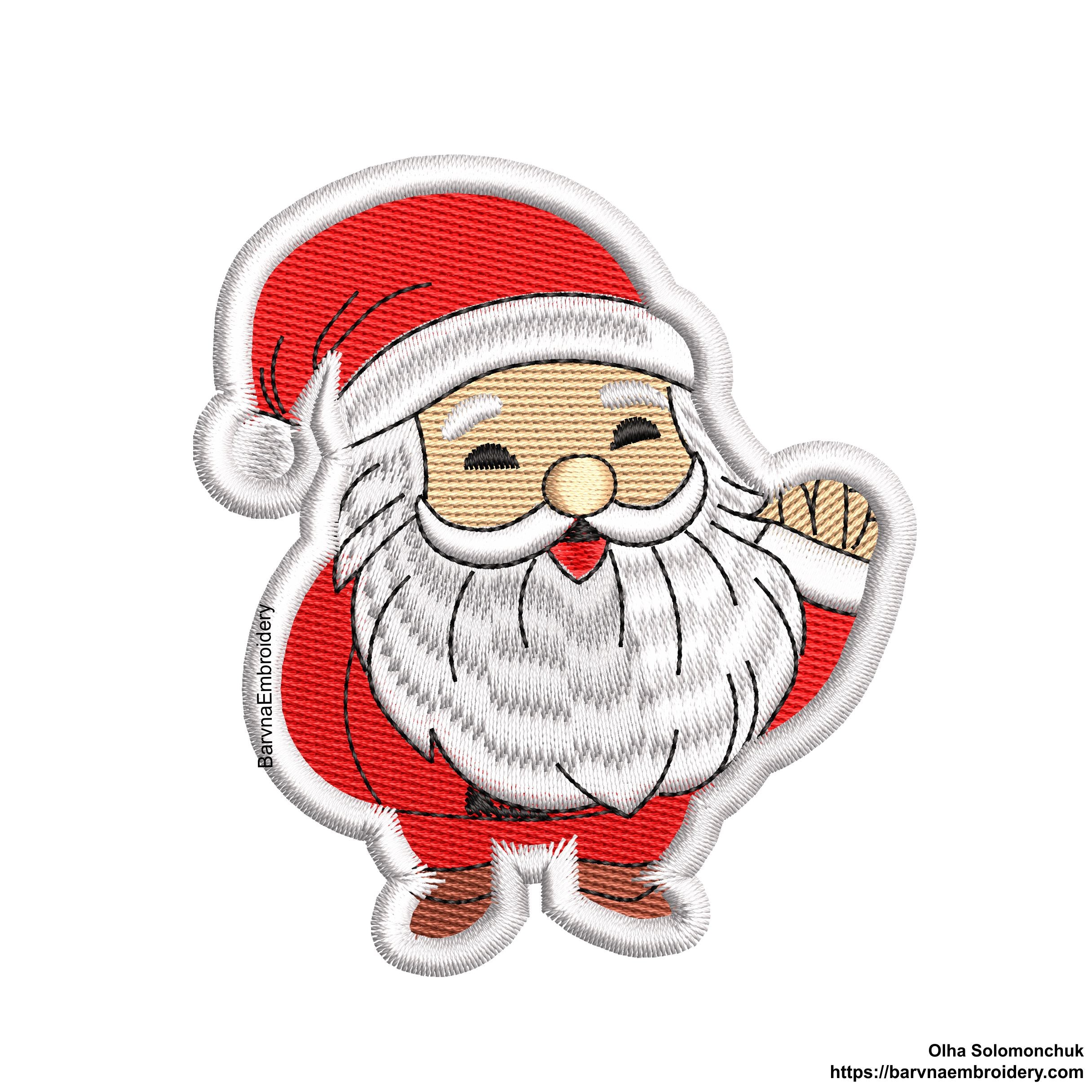 Santa Claus Patch Machine Embroidery Design for Christmas, Instant download