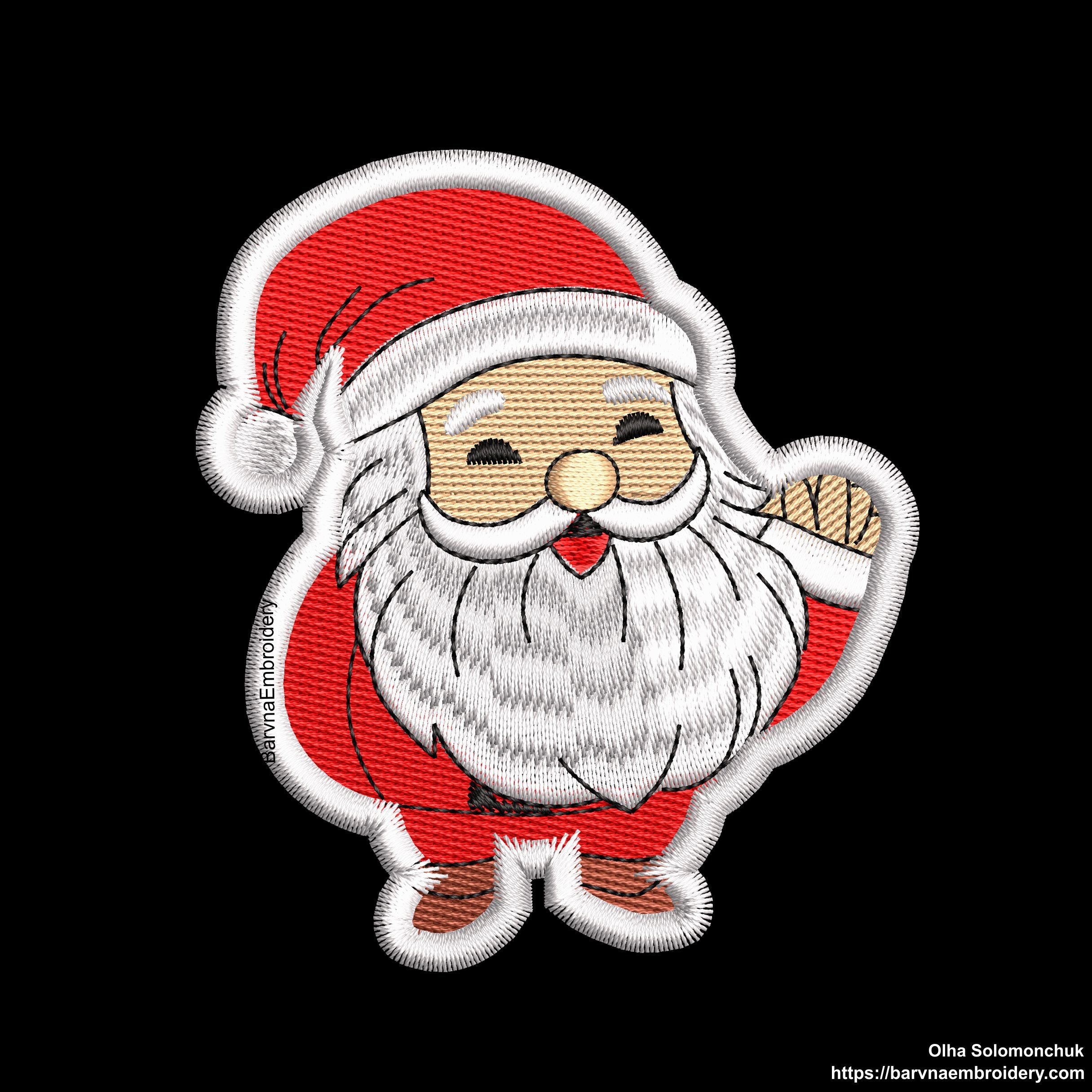 Santa Claus Patch Machine Embroidery Design for Christmas, Instant download