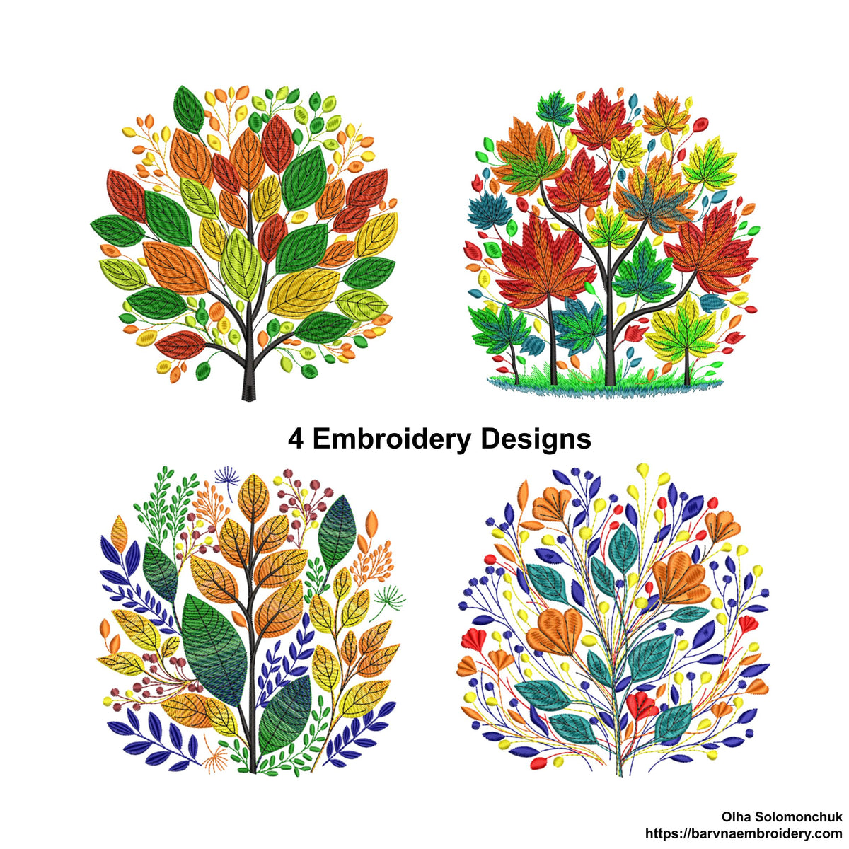 Fall embroidery designs. Autumn leaves embroidery designs for machine ...