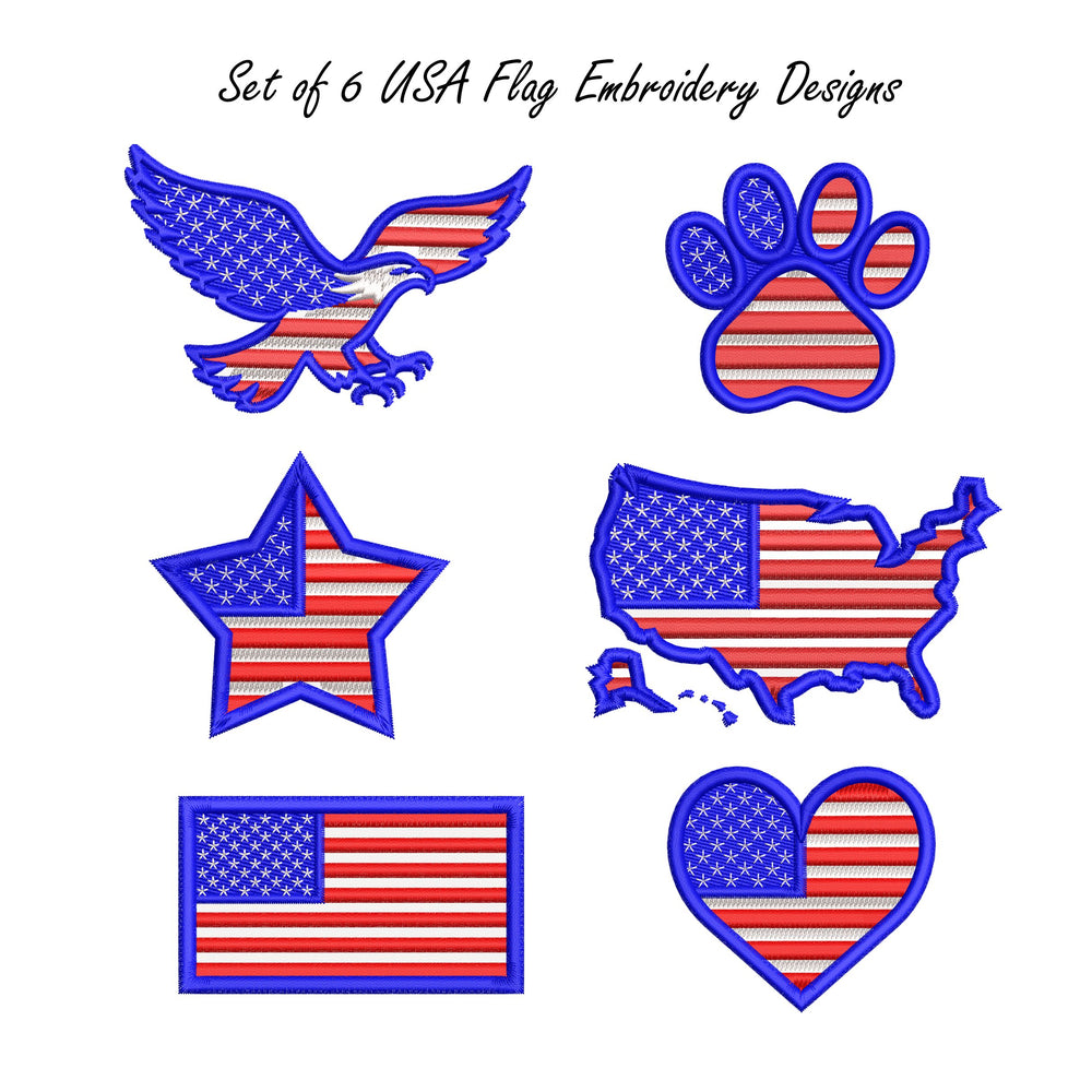 USA flag Machine embroidery design, American flag embroidery files, Instant download