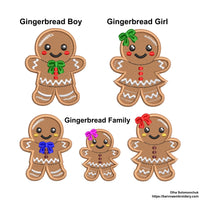 Gingerbread Family Machine Embroidery design, + Patch Gingerbread (Boy and Girl) Christmas embroidery designs. (Copy)