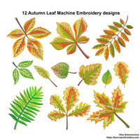 Fall embroidery designs,  12 designs Autumn leaves machine embroidery designs, Instant download