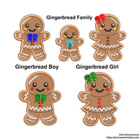 Gingerbread Family Machine Embroidery design, + Patch Gingerbread (Boy and Girl) Christmas embroidery designs. (Copy) (Copy)