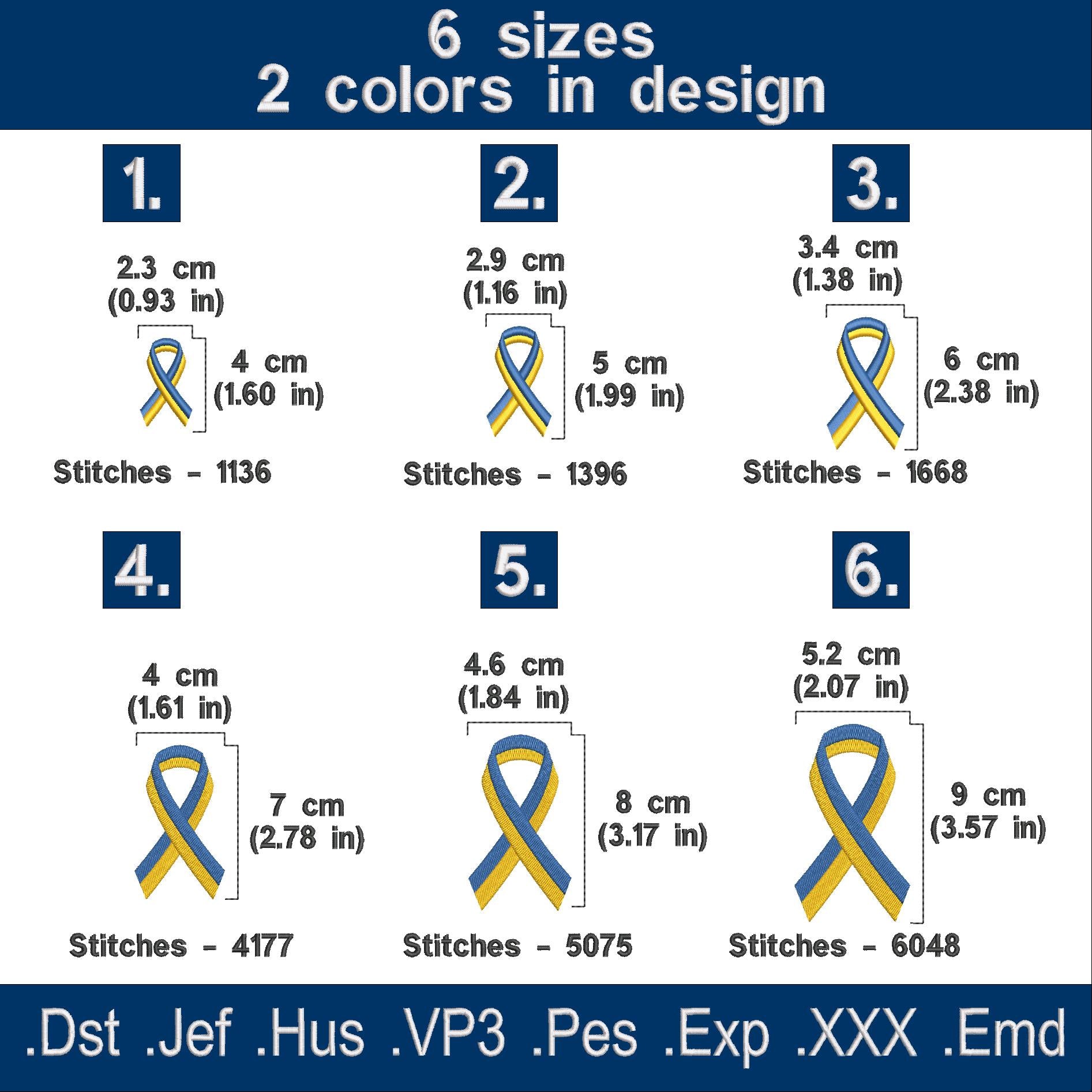 Ukraine Awareness ribbon embroidery design.