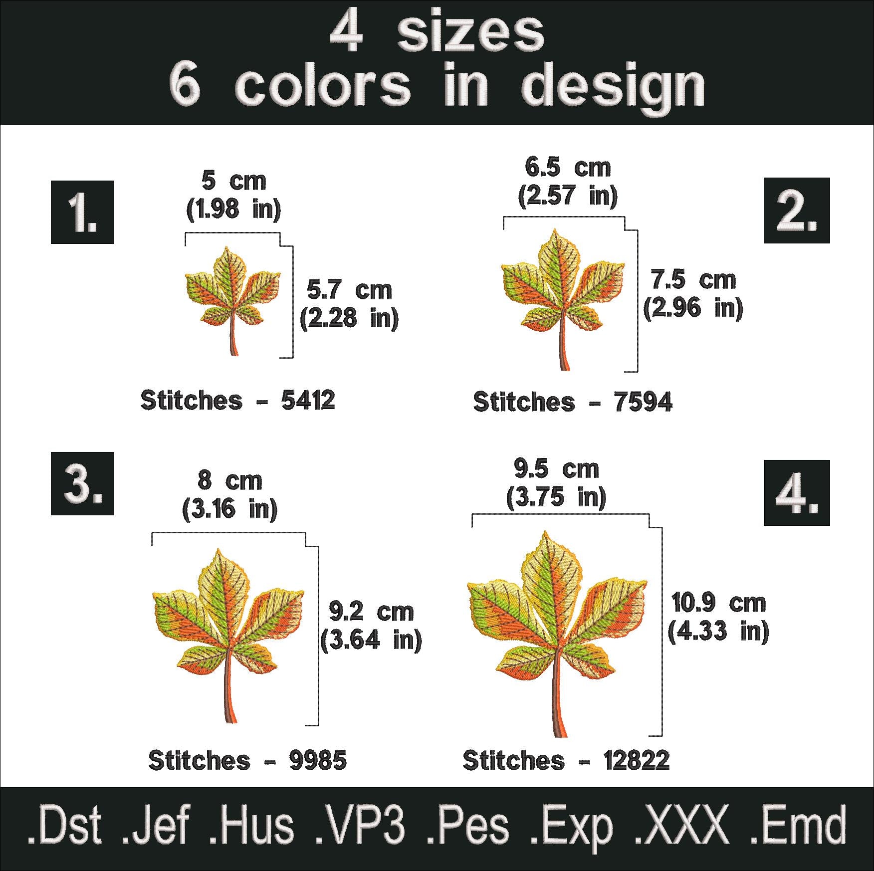 6 Autumn Leaf Machine Embroidery designs, Fall embroidery files, Instant download