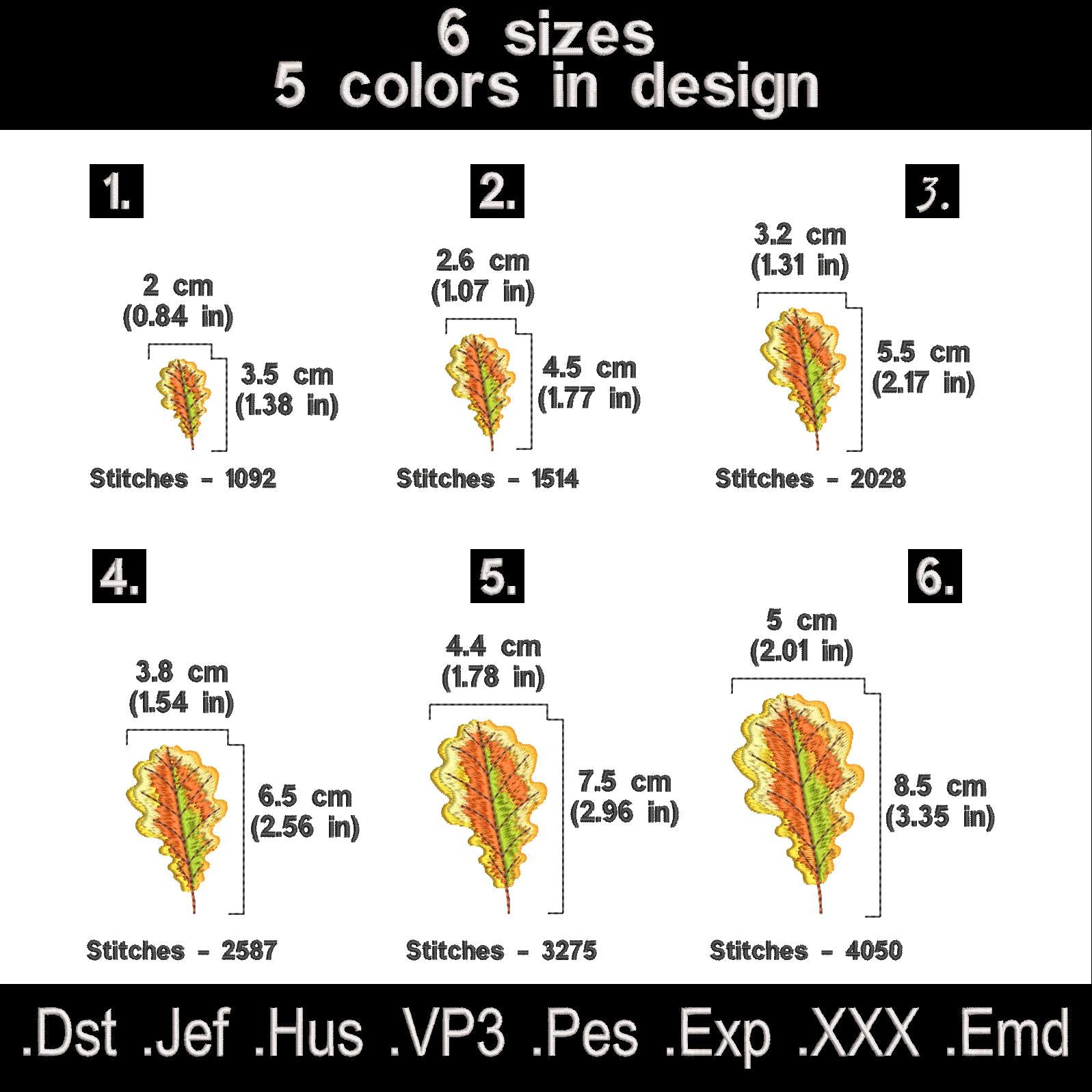 Fall embroidery designs, Small autumn leaves machine embroidery designs, 6 designs 6 sizes each, Instant download