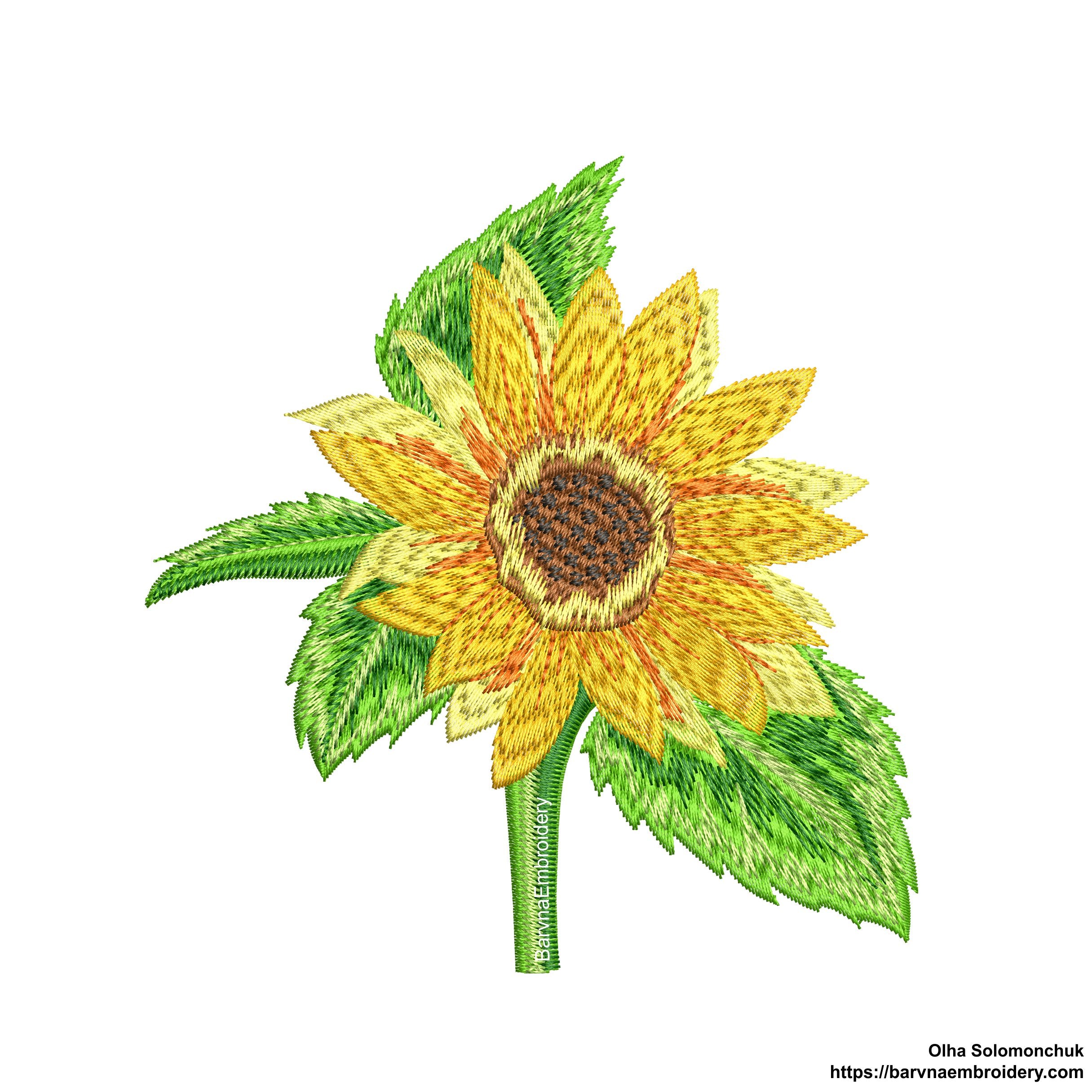 Sunflower embroidery design for machine, Flowers embroidery design, Instant download