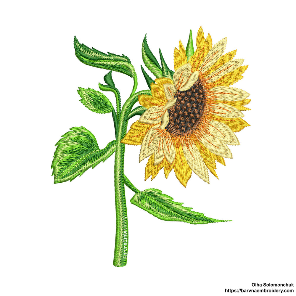 Sunflowers embroidery design for machine, Flowers embroidery design, Instant download