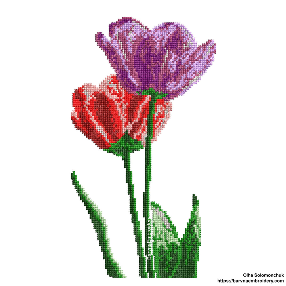 Tulips machine embroidery designs, Flowers Cross stitch embroidery files for machine, Flowers embroidery designs, Instant download