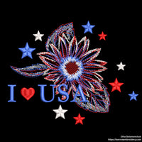 USA Sunflower embroidery design for machine, America embroidery designs