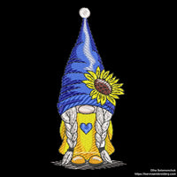 Ukrainian gnome girl Machine embroidery designs, Gnome wiht sunflowers embroidery designs