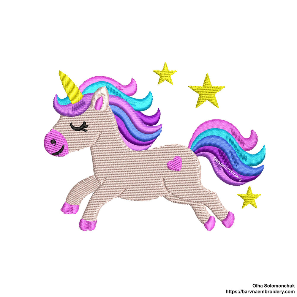 Unicorn Embroidery Design – Cute Machine Embroidery File for Girls – Instant download