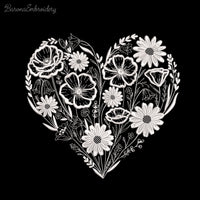Wildflowers Heart Machine Embroidery Design, Floral Valentine Embroidery File (Instant Download)