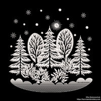 Christmas Embroidery designs for machine, Winter landscape embroidery file, Instant download, Digital download, Pes file embroidery, Dst file embroidery.