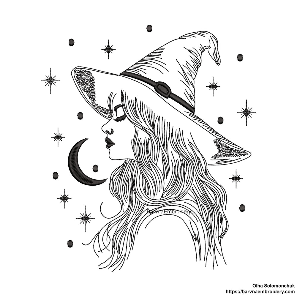 Witch Machine embroidery design, Helloween embroidery files, Digital download