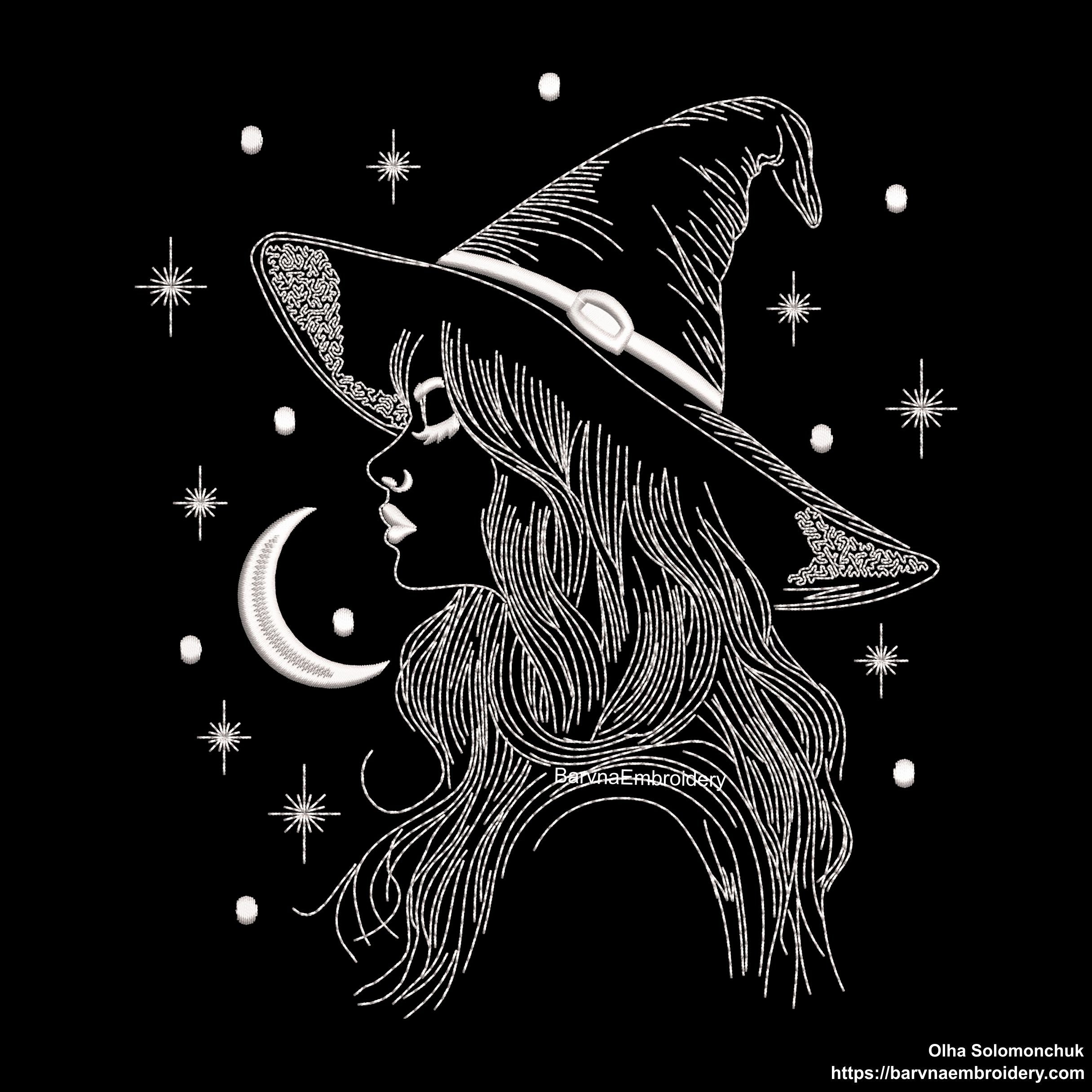 Witch Machine embroidery design, Helloween embroidery files, Digital download