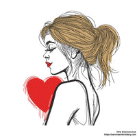 Woman in love Machine embroidery designs, Valentines embroidery designs, htart embroidery designs, Love embroidery files, Instant download