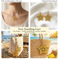 Carambola star fruit FSL design used as earrings, necklace and keychain