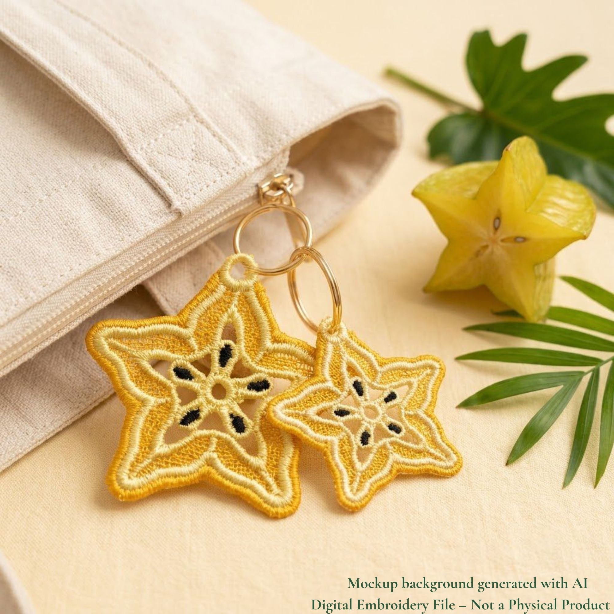 Carambola star fruit FSL design used as a bag keychain charm