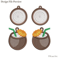 Coconut FSL embroidery design file preview, two shapes