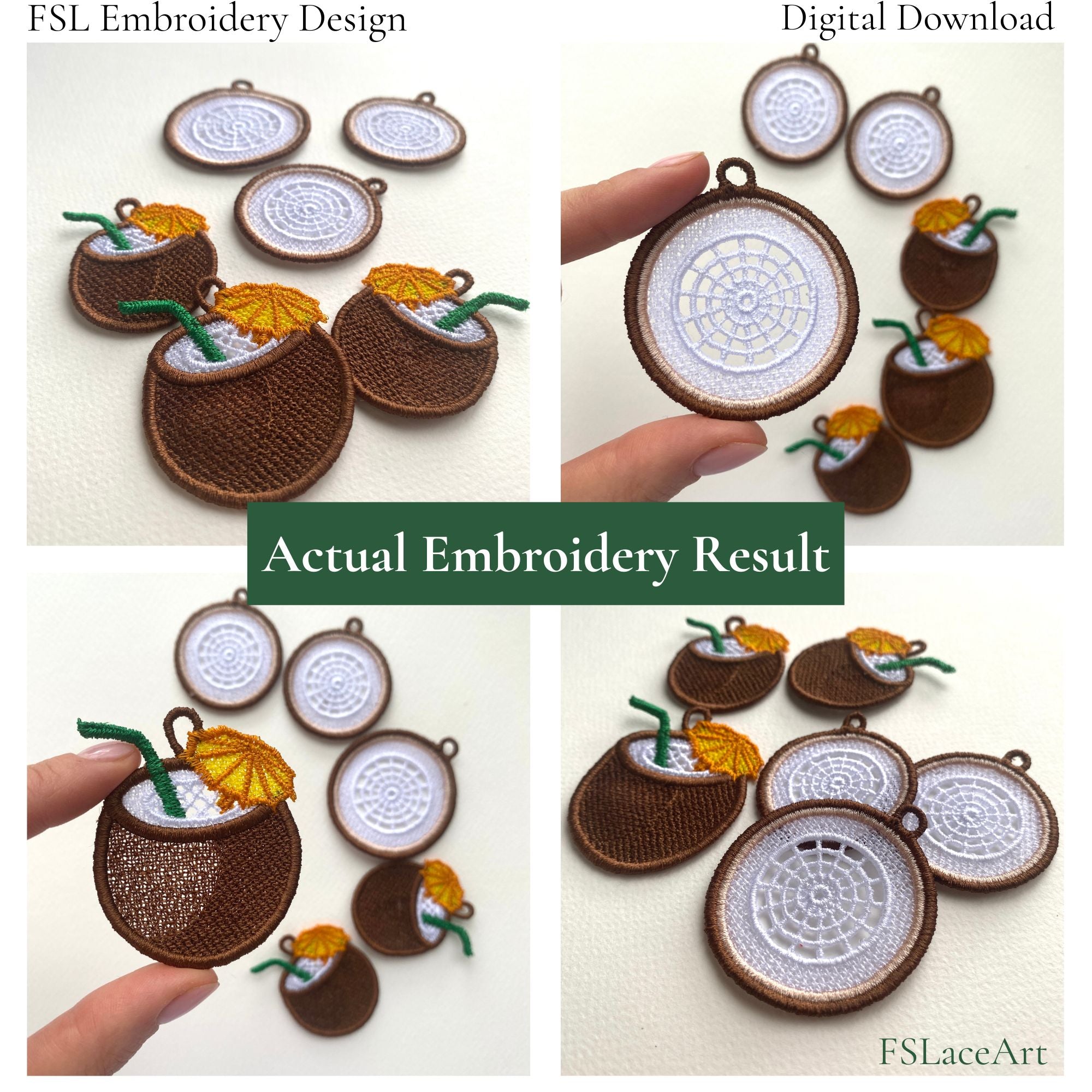 Collection of stitched Coconut FSL lace earring pieces