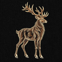 Separate stag embroidery included in the deer pair set, shown with branching antlers and open fur stitching.