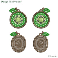Kiwi FSL embroidery design file preview, two shapes