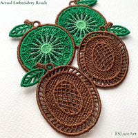 Actual stitched result of Kiwi FSL embroidery design