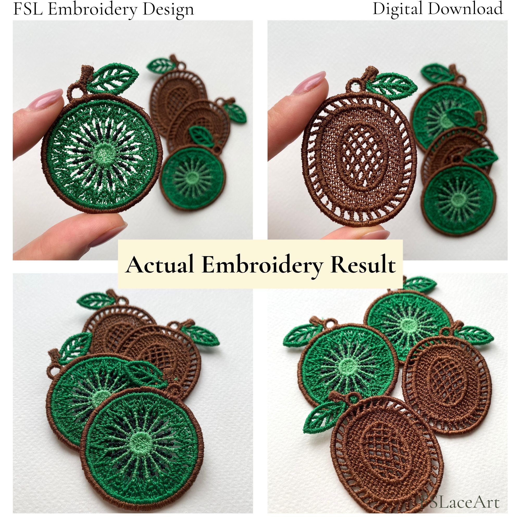 Collection of stitched Kiwi FSL lace earring pieces
