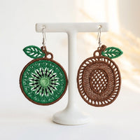Kiwi FSL earrings — Free Standing Lace machine embroidery design
