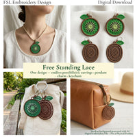 Kiwi FSL design used as earrings, necklace and keychain