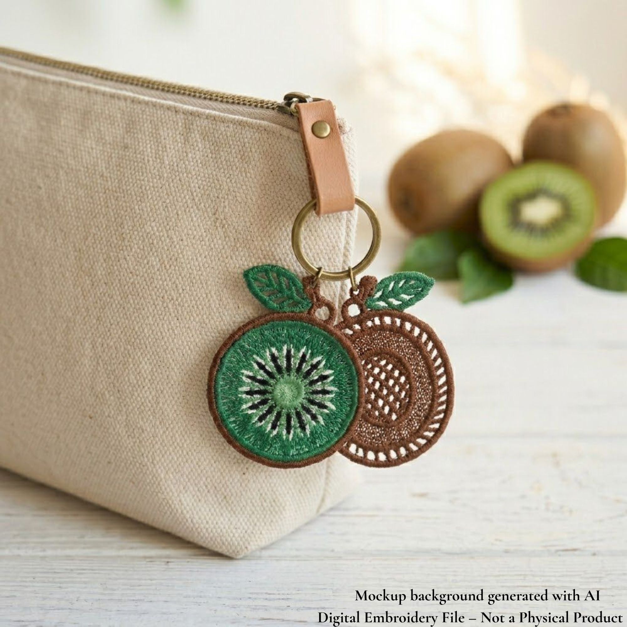 Kiwi FSL design used as a bag keychain charm