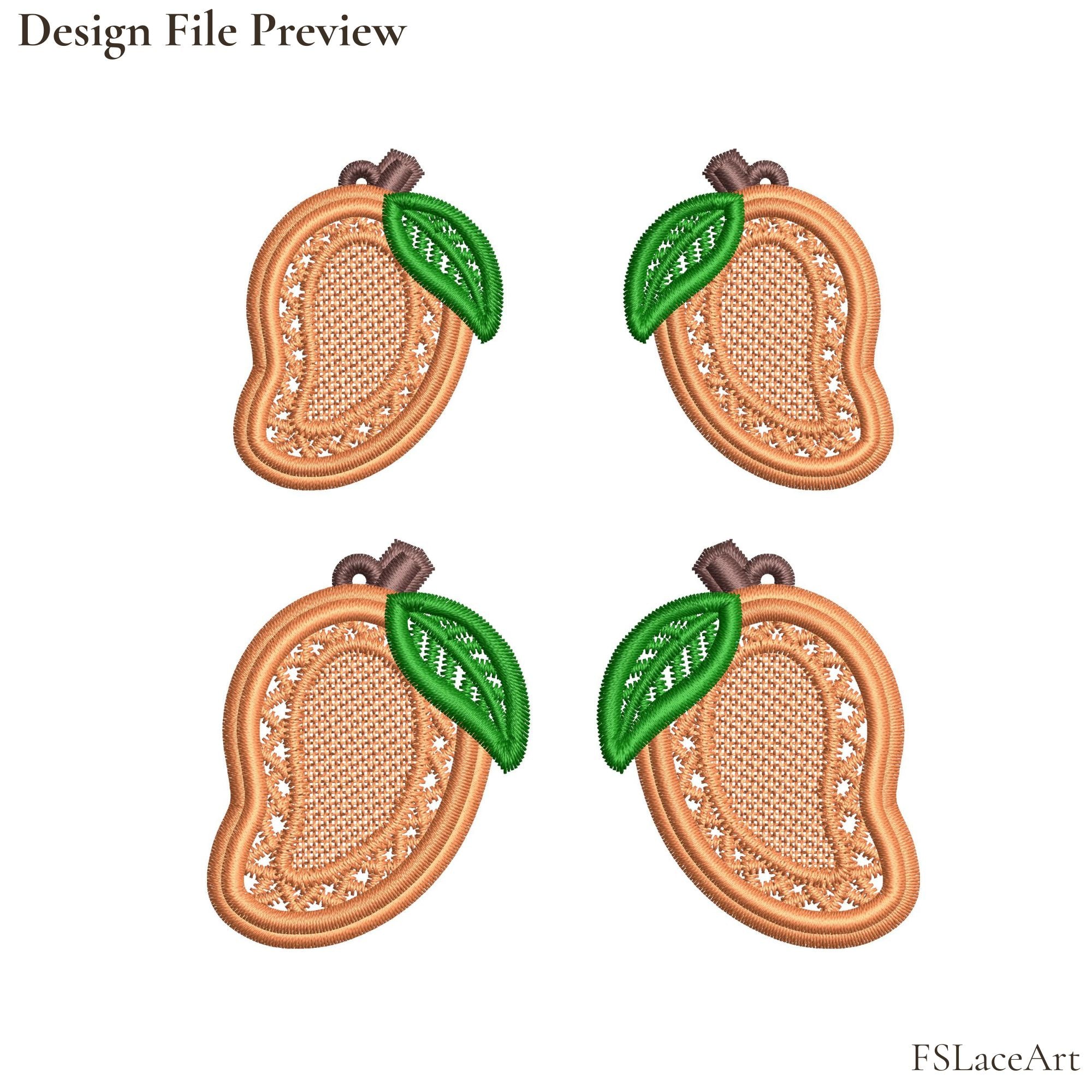 Mango FSL embroidery design file preview, four color options