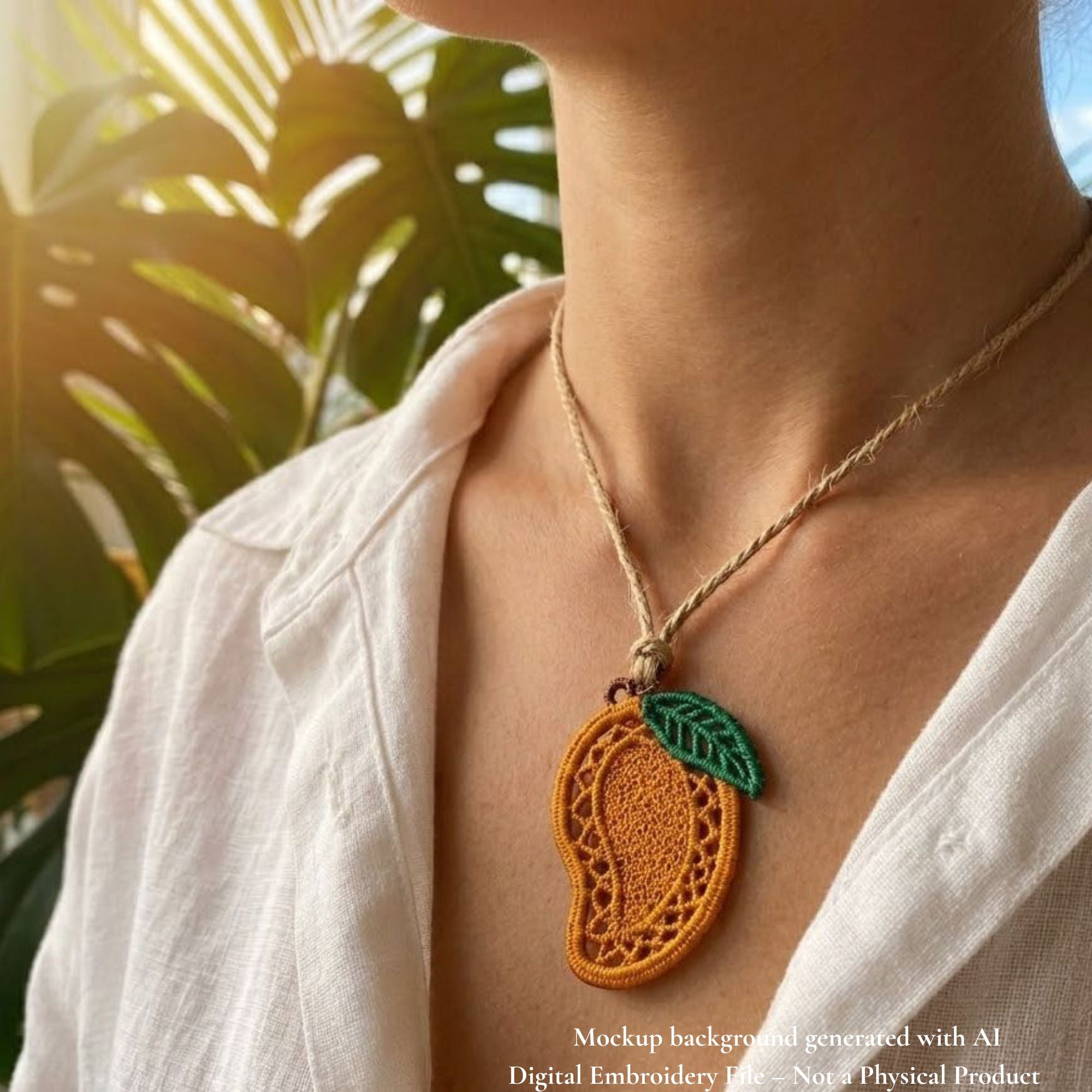 Mango FSL design worn as a pendant necklace