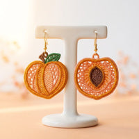 Peach FSL earrings — Free Standing Lace machine embroidery design